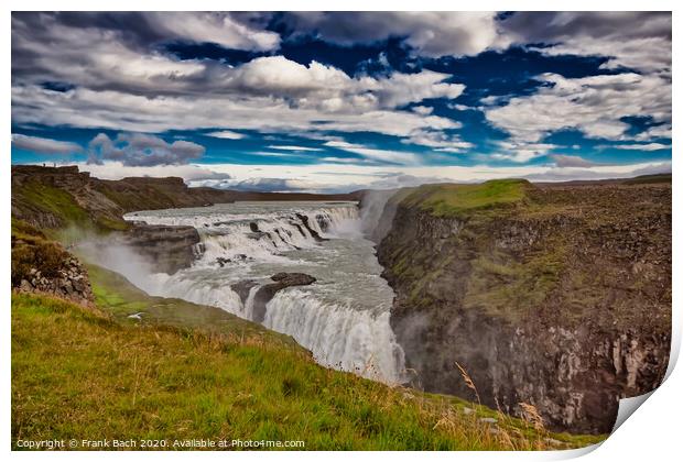 Gullfoss waterfalls in Iceland Print by Frank Bach