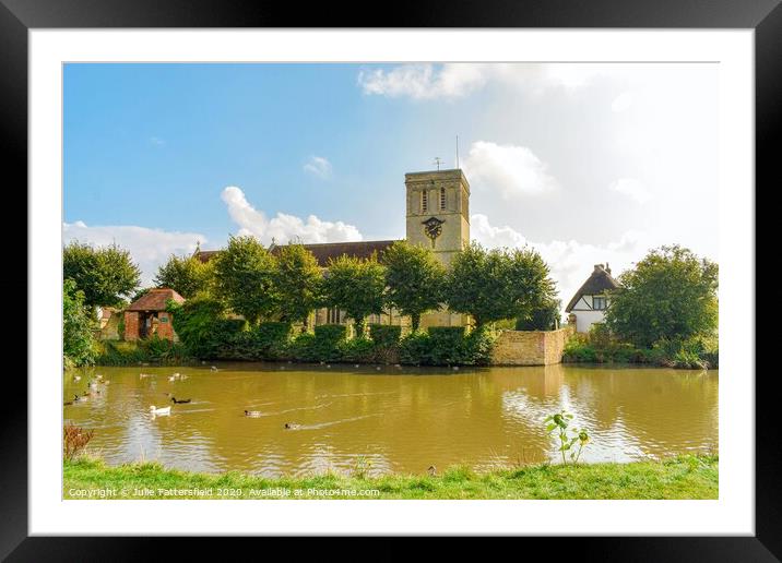 St. Mary's Church Haddenham duck pond Framed Mounted Print by Julie Tattersfield