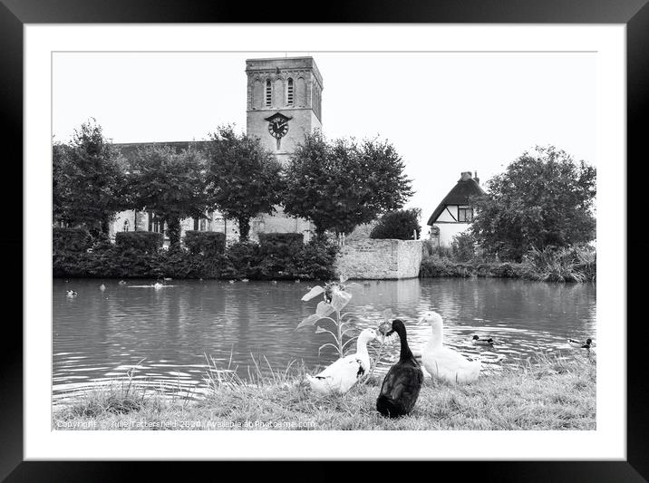 St. Marys church Haddenham duck pond Framed Mounted Print by Julie Tattersfield