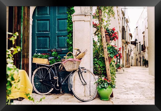 Narrow streets of the beautiful city of Bari, ideal for strolling when we tour in Italy. Framed Print by Joaquin Corbalan