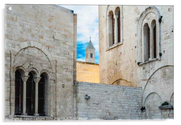 Stone walls of the medieval cathedral of San Nicolas di Bari. Acrylic by Joaquin Corbalan