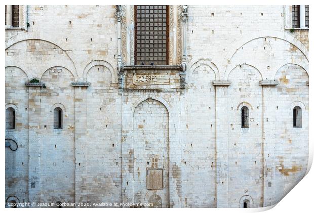 Stone walls of the medieval cathedral of San Nicolas di Bari. Print by Joaquin Corbalan