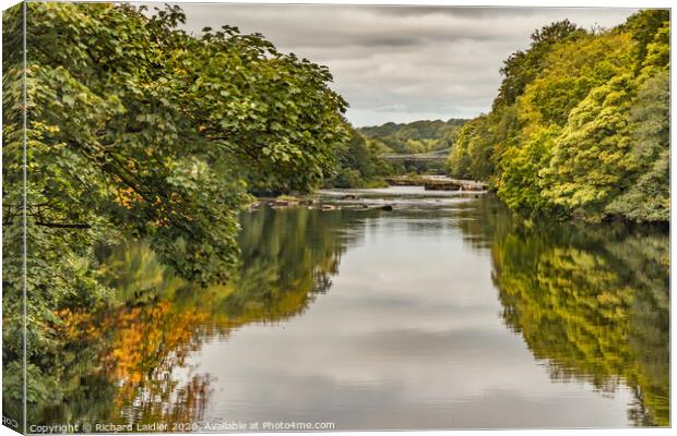 Early Autumn Reflections on the Tees at Wycliffe Canvas Print by Richard Laidler