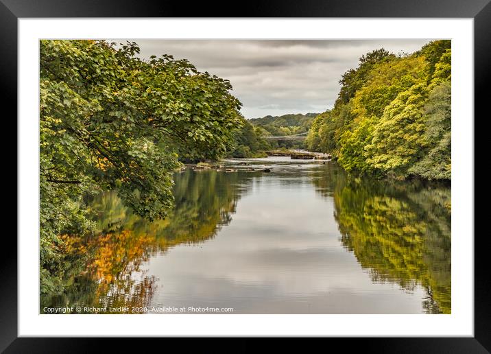 Early Autumn Reflections on the Tees at Wycliffe Framed Mounted Print by Richard Laidler