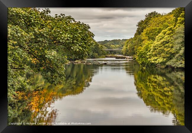 Early Autumn Reflections on the Tees at Wycliffe Framed Print by Richard Laidler