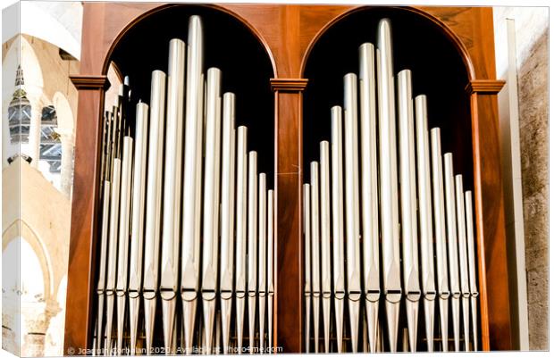 Detail of an organ in Cathedral Bari to play pieces of music during religious celebrations. Canvas Print by Joaquin Corbalan