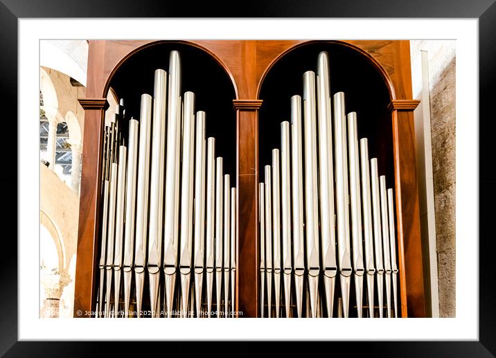 Detail of an organ in Cathedral Bari to play pieces of music during religious celebrations. Framed Mounted Print by Joaquin Corbalan