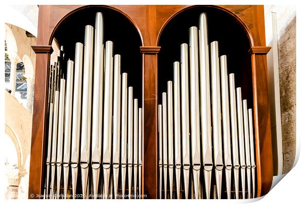 Detail of an organ in Cathedral Bari to play pieces of music during religious celebrations. Print by Joaquin Corbalan