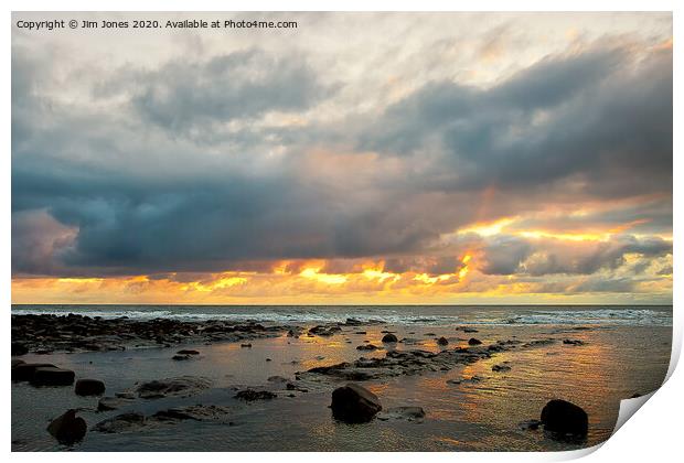 Sunrise over a tranquil North Sea Print by Jim Jones