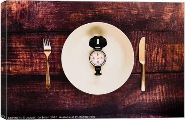 Intermittent fasting diet to lose weight illustrated with an empty plate. Canvas Print by Joaquin Corbalan