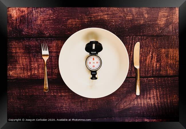 Intermittent fasting diet to lose weight illustrated with an empty plate. Framed Print by Joaquin Corbalan