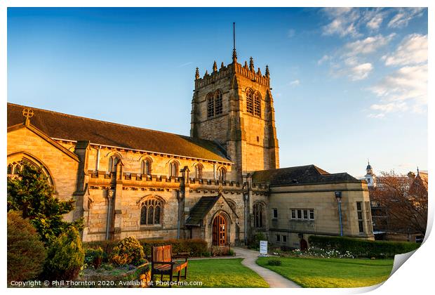 Evening sunshine on Bradford Cathedral Print by Phill Thornton