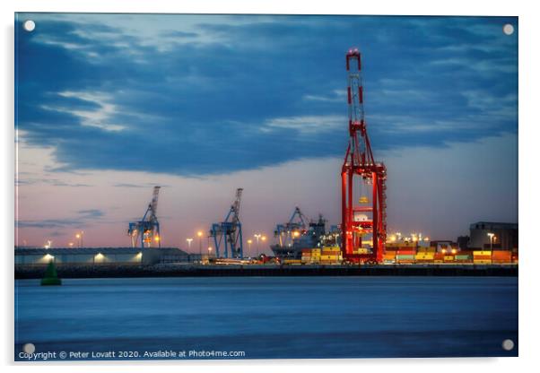Seaforth Docks container terminal Acrylic by Peter Lovatt  LRPS
