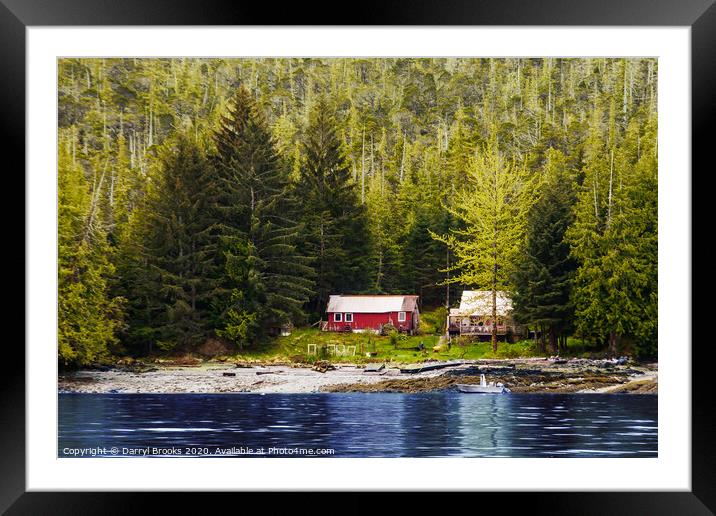 Old Houses on Evergreen Covered Coast Framed Mounted Print by Darryl Brooks