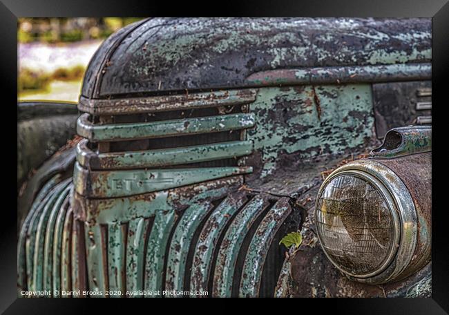 Old Rusty Green Truck Framed Print by Darryl Brooks