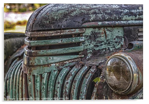 Old Rusty Green Truck Acrylic by Darryl Brooks