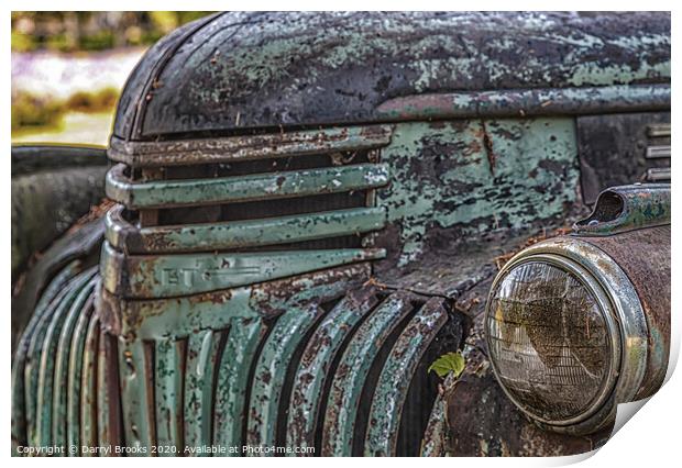 Old Rusty Green Truck Print by Darryl Brooks