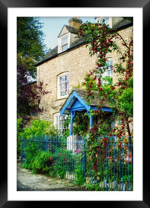 Blue Porch Cottage Framed Mounted Print by Alison Chambers