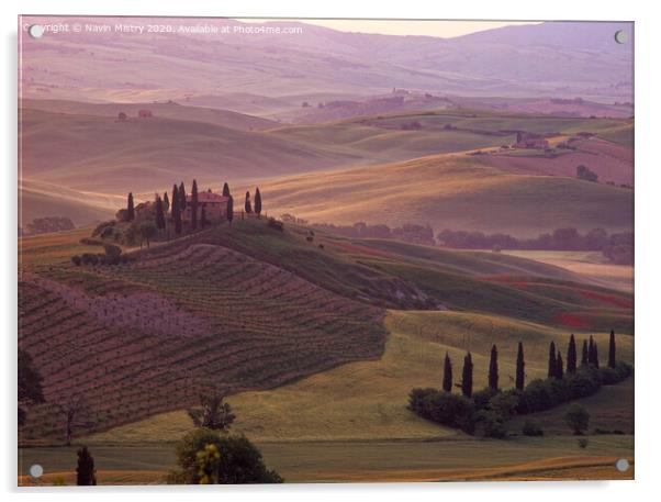 Dawn in the San Quirico d'Orcia, Tuscany, Italy Acrylic by Navin Mistry