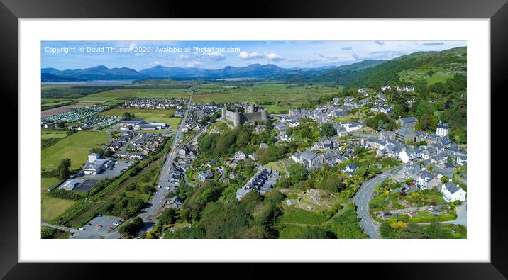 Harlech Castle and Town Framed Mounted Print by David Thurlow