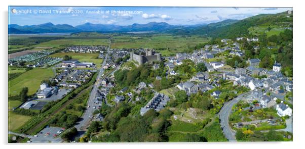 Harlech Castle and Town Acrylic by David Thurlow