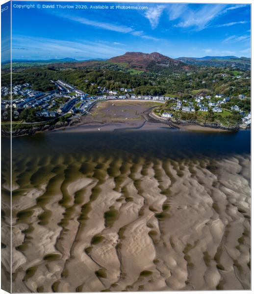 Patterns in the sand off Borth y Gest. Canvas Print by David Thurlow