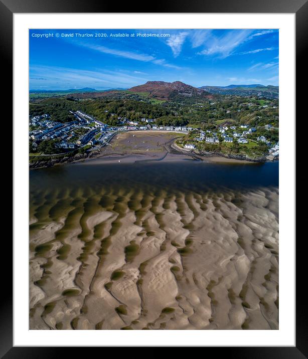 Patterns in the sand off Borth y Gest. Framed Mounted Print by David Thurlow