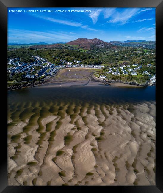 Patterns in the sand off Borth y Gest. Framed Print by David Thurlow