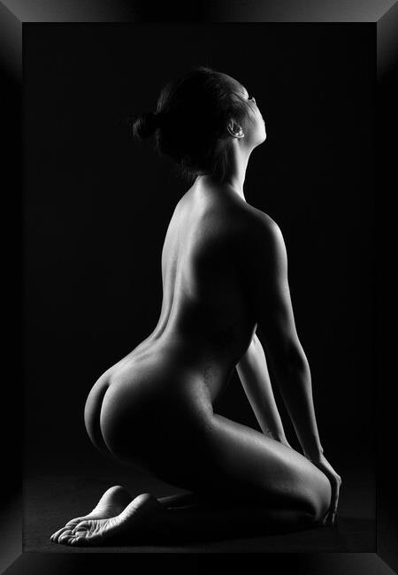 nude woman sitting down Framed Print by Alessandro Della Torre