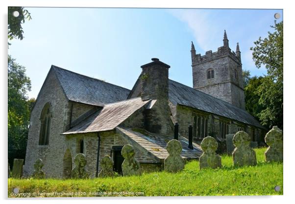 The Church of St Wenna, Morval near Looe, Cornwall Acrylic by Neil Mottershead