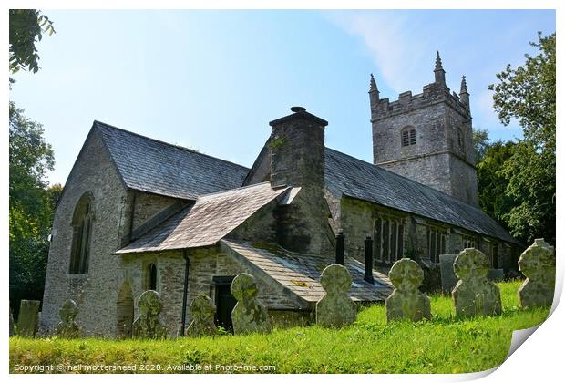 The Church of St Wenna, Morval near Looe, Cornwall Print by Neil Mottershead