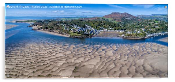 Borth y gest, patterns in the sand. Acrylic by David Thurlow