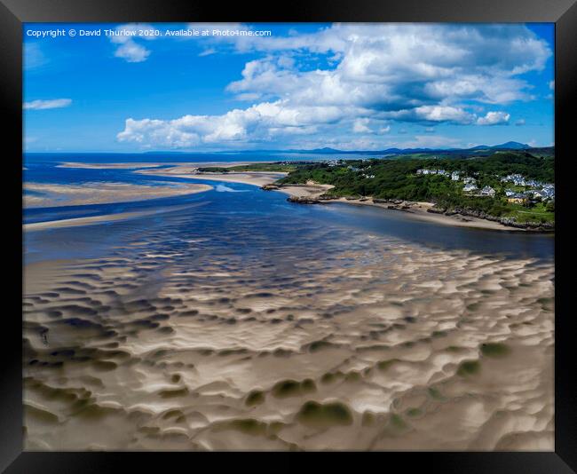 Borth y Gest, patterns in the sand. Framed Print by David Thurlow