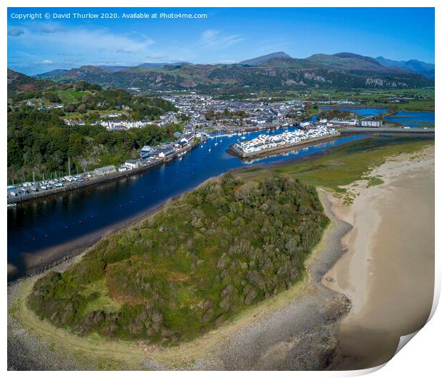 The idyllic harbour town of Porthmadog Print by David Thurlow