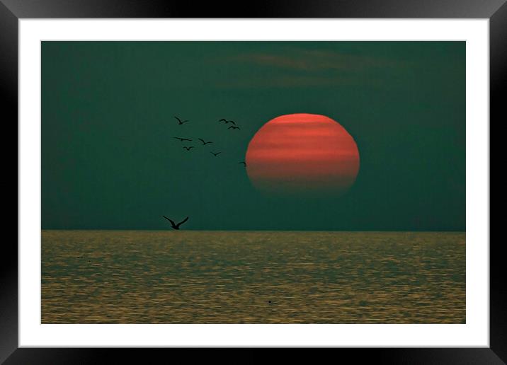 sunset Aberaeron Framed Mounted Print by Andrew chittock
