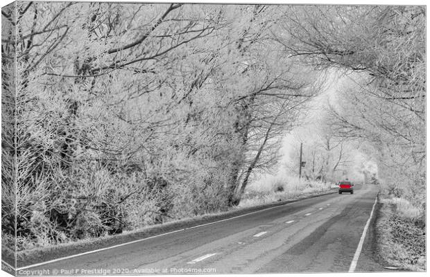 Frosty Road in Somerset Canvas Print by Paul F Prestidge