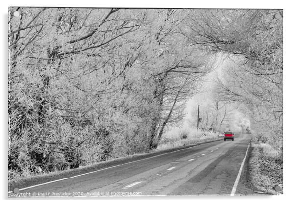 Frosty Road in Somerset Acrylic by Paul F Prestidge