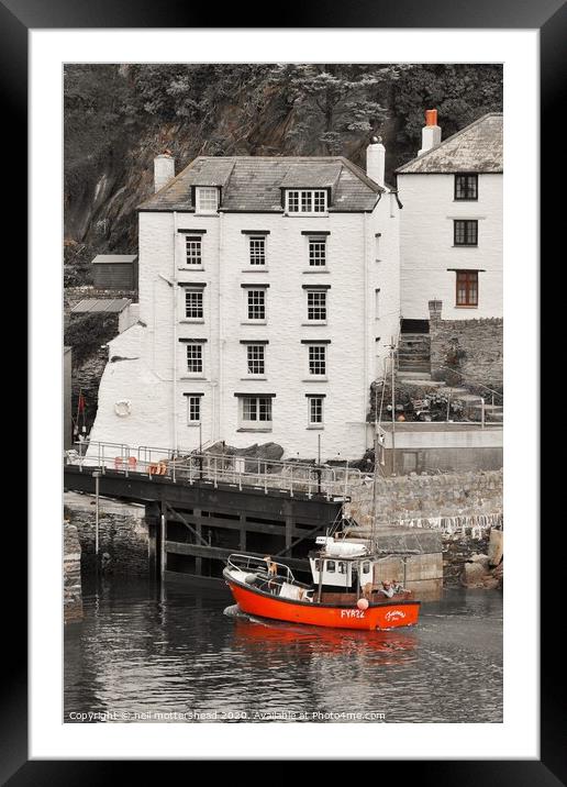 The Red Boat - Polperro, Cornwall. Framed Mounted Print by Neil Mottershead