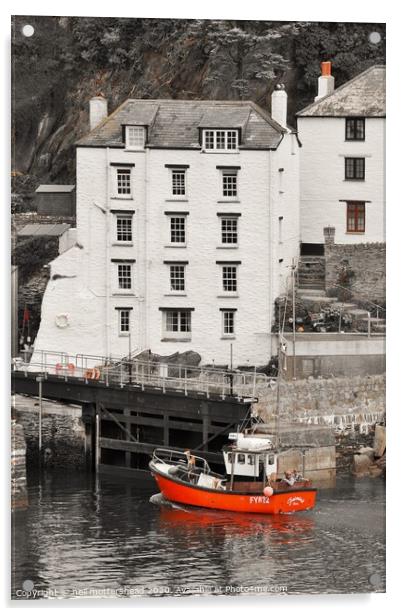 The Red Boat - Polperro, Cornwall. Acrylic by Neil Mottershead