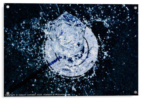 Fresh water jet from a vertical fountain to cool in summer Acrylic by Joaquin Corbalan