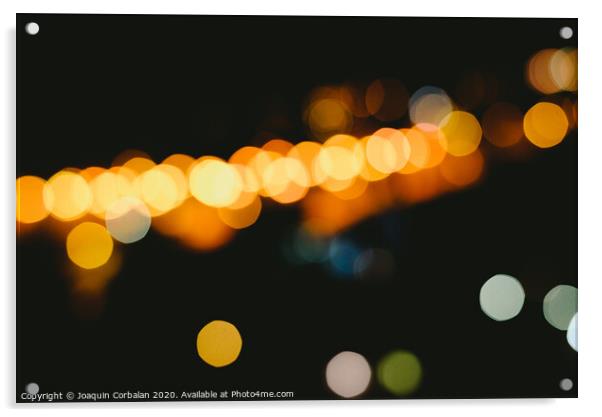 bokeh light defocused blurred background, colorful night lights with black background Acrylic by Joaquin Corbalan