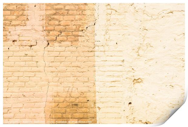 Texture of a brick wall painted in orange tones, ideal for background with space for free text. Print by Joaquin Corbalan