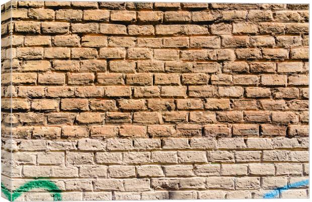 Texture of a brick wall painted in orange tones, ideal for background with space for free text. Canvas Print by Joaquin Corbalan