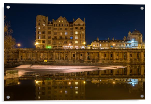 Pulteney Bridge, Bath Weir Acrylic by Dean Merry