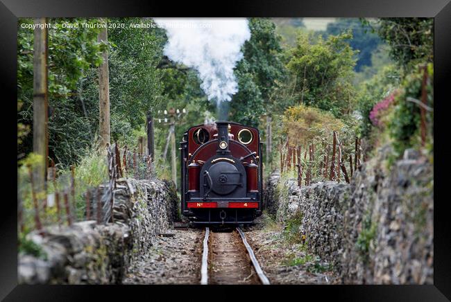 Ffestiniog Railway locomotive Palmerston approaching Framed Print by David Thurlow