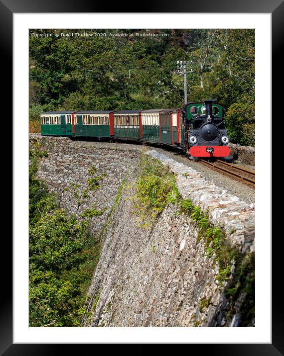 Ffestiniog Railway locomotive Linda on Cei Mawr Framed Mounted Print by David Thurlow