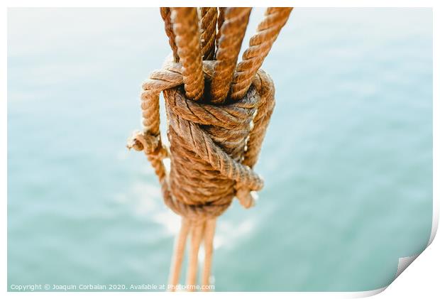 Rigging and ropes on an old sailing ship to sail in summer. Print by Joaquin Corbalan