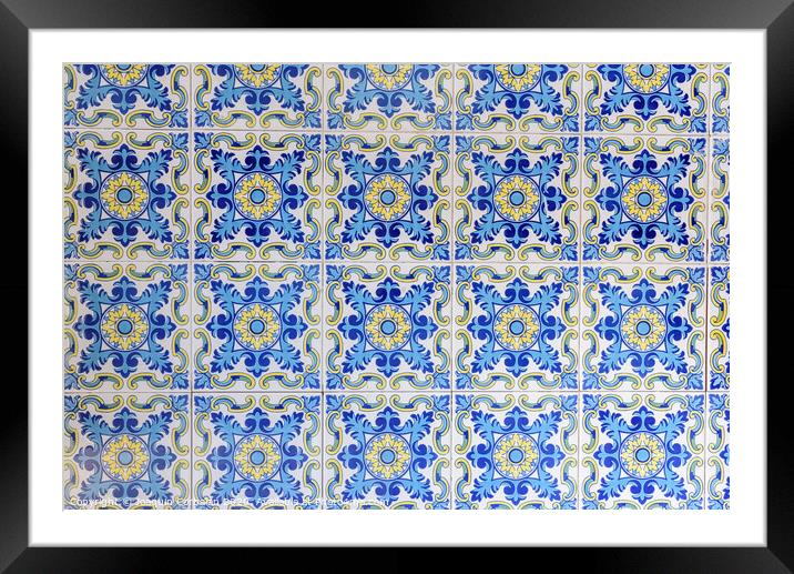 Typical Valencian tiles and slabs used to decorate the walls of the Barracas. Framed Mounted Print by Joaquin Corbalan