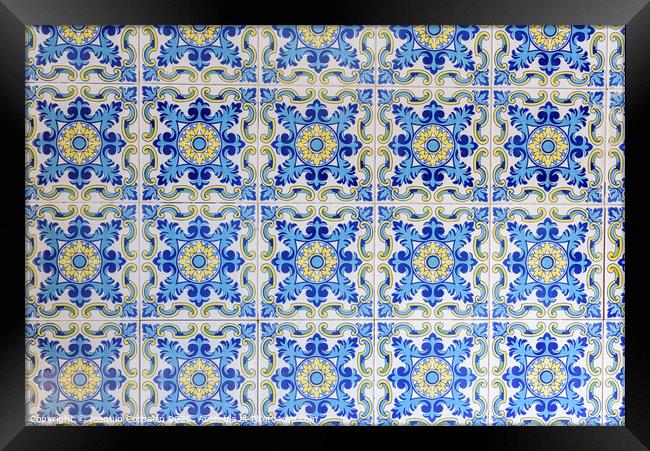 Typical Valencian tiles and slabs used to decorate the walls of the Barracas. Framed Print by Joaquin Corbalan