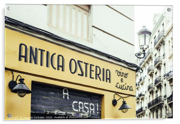  Italian restaurant specializing in oysters and seafood, in the Valencian district of Ruzafa. Acrylic by Joaquin Corbalan